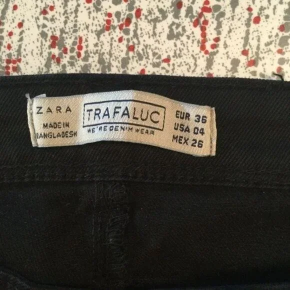 Zara Trafaluc Jeans Women Size 4 Black‎ Skinny Low Rise Stretch Jeans - Picture 2 of 3
